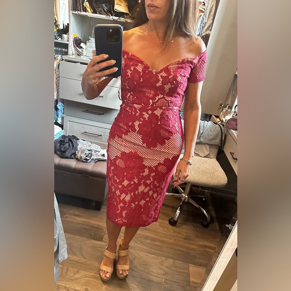 Quiz Lace Off the Shoulder Dress S